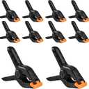 10 PCS Spring Clamps, LongYeah 4.5 Inch Plastic Spring Clips Heavy duty Backdrop Clips for Balloon Arch Photography Woodworking Crafts Tarp Clips Black