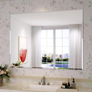 Frameless Bathroom Mirror for Wall, 40"x30" Beveled Bathroom Vanity Mirror, Modern Rectangle Bathroom Mirrors for Bedroom, Entryway, Living Room, Hangs Horizontally or Vertically