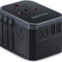 EPICKA Universal Travel Adapter, International Power Adapter with 2 USB-A & 3 USB-C Ports Wall Charger - Worldwide Travel Essentials, European Travel Plug Adapter for UK/US/AU (TA-105C, Black)