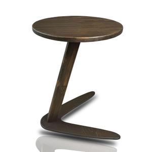 C-Shaped Handmade Solid Wood End Table, Side Table for Couches, Sofa Tables Slide Under Couch for Living Room, Over Couch TV Tray Table for Small Spaces (Medium, Dark Walnut)
