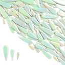 1.1LB Water Drop Petal Leaves Ceramic Mosaic Tiles for DIY Crafts,Teardrop Shaped Ceramic Mosaic Pieces for Photo Frames,Cups,Flower Pots,Fish Tank,Vases,Make Stepping Stones (Iridescent Green)