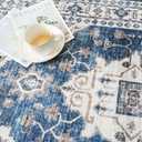 Hallway Washable Runner Rug - 2'6x12 Kitchen Rugs Entryway Rug Runner Vintage Soft Floor Mat Non Slip Indoor Farmhouse Carpet for Bathroom Living Room Bedroom (2'6''x12', Blue)