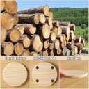 12 PCS Unfinished Round Wood Coasters, SIJDIEE 4 Inch Blank Wooden Coaster Crafts with Non-Slip Silicon Dots for DIY Stained Painting Wood Engraving Home Decoration