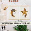 RYYCDOI Nursery Wall Decor, Whimsical Star Moon Nursery Wall Art Poster, Celestial Wall Decor, Cute Animal Nursery Wall Decor for Kids Baby Boy Girl Room Playroom, 12x16 Inches Set of 2