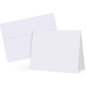 Eupako White Blank Cards and Envelopes 100 Pack - 5x7 Heavyweight Folded Cardstock and A7 Envelopes Self Seal for DIY Greeting Cards, Invitations, Wedding, Baby Shower, Birthday, Thank You Cards
