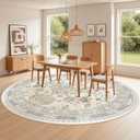 zesthome 9ft Round Rugs for Living Room, Non-Slip Washable Round Area Rugs, Ultra-Thin Large Circle Rugs, Soft Low Pile Rug for Bedroom, Kitchen - Vintage Stain Resistant Round Rug (Beige,9'x9')