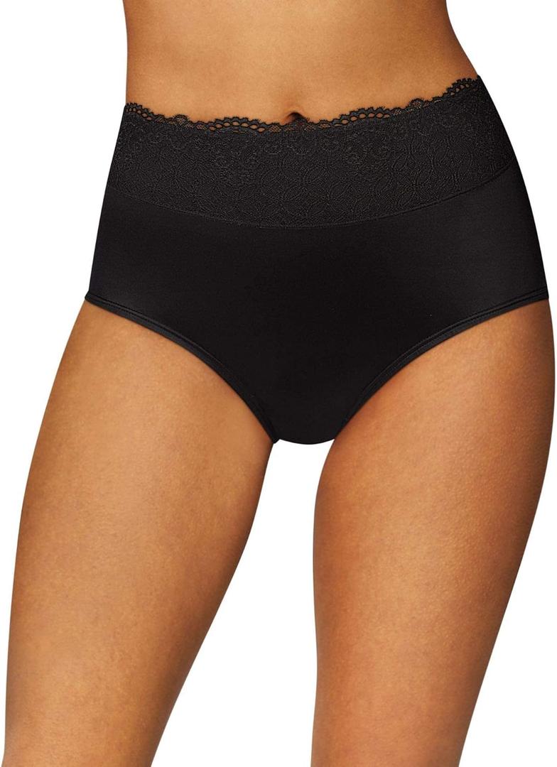 Bali Women's Brief Underwear, Passion For Comfort Women's Panties, Seamless Brief Underwear for Women (Size 7, Black Lace)