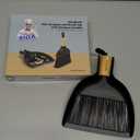 MR.SIGA Mini Dustpan and Brush Set, Portable Cleaning Brush and Dustpan Combo with Bamboo Handle, Black, 1 Set