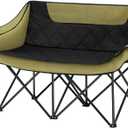 SAN HIMA Double Camping Chair, 40.7" Camping Couch, Padded Folding Loveseat, Green 