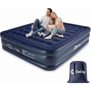 Sekey Luxury King Size Air Mattress with Built-in High-Speed Pump Best for Home, Camping & Guests, 20" Double High Airbed Adjustable Blow Up Mattress, Waterproof