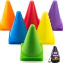 30 Pack Soccer Cones, 7 Inch Colored Cones for Sports, Traffic Cones Training Agility Field Marker Plastic Cone for Skating, Football, Games, Indoor Outdoor Activity & Festive Events, 6 Colors