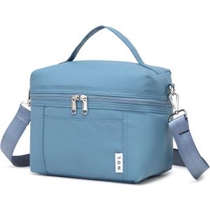 NOL Natural Organic Lifestyle Insulated Lunch Bags for Women Cooler Bag Lightweight Nylon Waterproof Lunch Box For Work (Dusty Blue, Large)