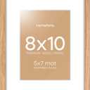 Homeforia 8 x 10 Wood Picture Frame, High End Natural Oak 8x10 Light Wooden Frames with Mat 5x7 inch Photo, 8 x 10 Frame Matted to 5 x 7 Art, Wall or Tabletop Frame, Tempered Glass, Wall Kit, Set of 1