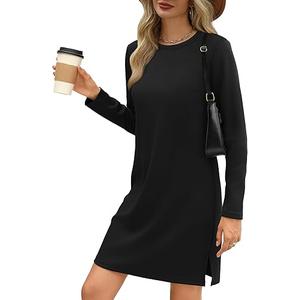 SAMPEEL Dresses for Women 2024 Casual Long Sleeve Dress Trendy Fall Fashion Cozy Travel Airport Outfits (Small, Camel Color)