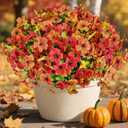 Cherica Outdoor Fall Decor, 24 Pcs Fall Flowers Artificial for Decoration, Artificial Mums for Outdoors, Fake Mums Faux Mums for Outside Half Sphere, Plastic Flowers for Outdoors Home Porch