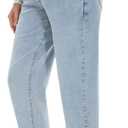 POSHGLAM Women's Maternity Boyfriend Jeans Over Belly Stretch Comfy Loose Casual Denim Pants with Pockets for Everyday Wear (Blue, L)