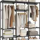 SONGMICS Clothes Rack,72 Inch Large Capacity Portable Closet, Heavy Duty Wardrobe Closet Organizer with Hanging Rails and Shelves, Total Load 330 lb, Easy Assembly, for Bedroom, Black URDR211B01