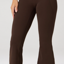 Sunvalix Flare Leggings for Women V Crossover High Waist Yoga Pants with Tummy Control for Workout Gym Casual, Brown, M