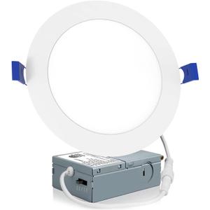 Meconard 1 Pack 6 Inch LED Recessed Ceiling Light, 2700K/3000K/3500K/4000K/5000K Selectable, Dimmable 12W=110W, 1050LM, IC Rated Can-Killer Downlights with Junction Box, ETL and Energy Star Listed