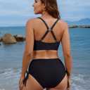 Blooming Jelly Womens 2 Piece Swimsuit Curvy Two Piece Bikini Cute Slimming Ruched 2025 Bathing Suits (Black, S)