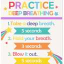 Welshower Boho Rainbow Mental Health Poster Hanger Frame, Practice Deep Breathing Mental Health Wall Art Prints Decor for Classroom Therapy Counselor Calming Corner Office, 12x16 Inch