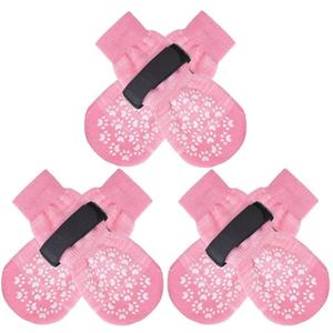 EXPAWLORER 6PCS Anti-Slip Dog Socks to Prevent Licking Paws,Dog Shoes for Hot Pavement,Best Paw Protector Traction Control on Hardwood Floor,Dog Booties for Puppy Small Medium Large Senior Dogs (Pink), Size 2XS