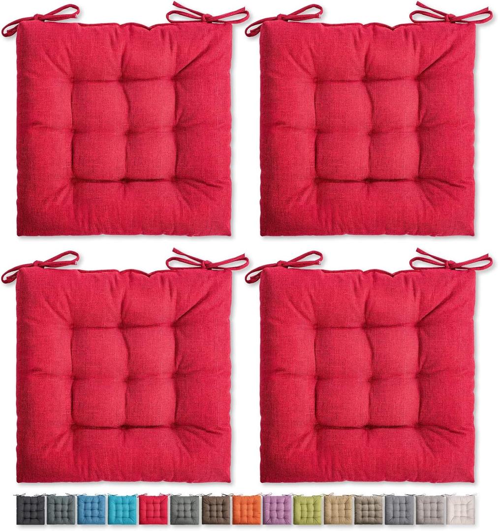 SQUARE MOON 4 Pack Chair Cushions, Seat Cushions, Chair Pads, Chair Mat for Indoor, Outdoor Dining Chair, Kitchen Chairs, Dining Room Chairs (16" 16" 4 Pack, Poinsettia)