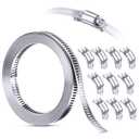 304 Stainless Steel Hose Clamps Assortment Rack, Large Adjustable Worm Drive Hose Clamp Band Duct Pipe Clamp, Metal Strapping, Automotive Muffler Exhaust Wrap,12FT Metal Straps+10 Fasteners