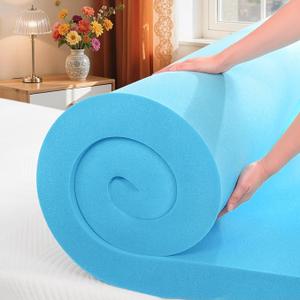 SyMax Full Mattress Topper, Gel Infused Memory Foam Mattress Topper, Soft Bed Topper Mattress Pads for Bed, Sofa, RV, CertiPUR-US Certified, Blue