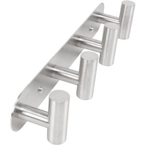 Coat Hook Rack, Wall Mounted Rack with 4 Hooks, Heavy Duty Towel Rack Wall Hooks for Hanging Jacket, Stainless Steel Coat Hanger for Bathroom Entryway Mudroom (Brushed Nickel)