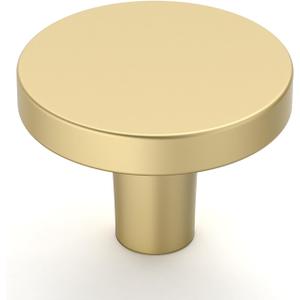 Amerdeco 10 Pack Brushed Gold Cabinet Knobs Single Hole Cabinet Pulls 1 Inch (30MM) Diameter Round Drawer Knobs and Pulls for Bathroom Cabinets K0021
