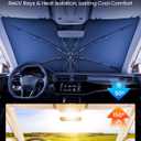 REEVAA Car Windshield Sun Shade Umbrella [Upgrade Sun Protection & Keep Cool] Protect Interior, 360 Flex Handle Sun Shield Sunshade, Small for Compact Cars