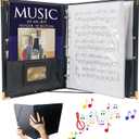 IvyRobes PU Leather Sheet Music Folder, 12.5" x 10" Choir Folder with 3 Rings, Hand Strap & Elastic Band,10 Pockets for 8.5" x 11", A4, 9" x 12" Sheets for Piano,Choral & Music Performance Black