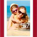 decorUhome 5x7 Picture Frame, Display Pictures 4x6 with Mat or 5x7 without Mat, Wall & Tabletop Display Photo Frame, Red, 1 Pack