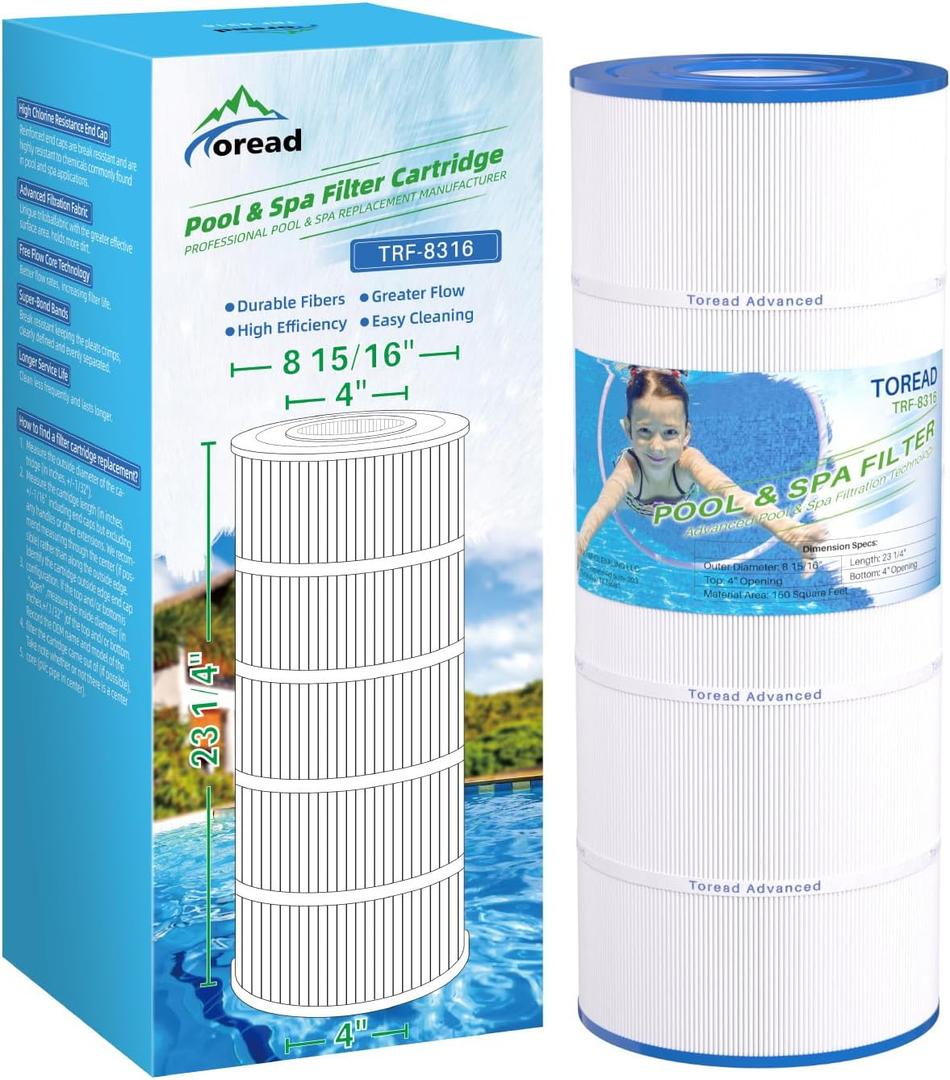 TOREAD Pool Filter Replaces Hayward X-Stream CC1500, CCX1500-RE, Pleatco PXST150, Ultral-B3, Unicel C-8316, Filbur FC-1286, Waterway Pro Clean 150,150 Sq.Ft Filter Cartridge, 1 Pack