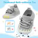 BARERUN Baby Shoes Baby First Walking Shoes Infant Sneakers Wide Toe Box Slip on Shoes Soft Sole Baby Boys Girls Crib Shoes Toddler Breathable Lightweight House Sock Shoes (Gray)