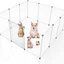 BRIAN & DANY Dog Playpen Portable for Small Animals, Dog Play Pen Indoor, Transparent Pet Playpen for Puppies, Cats, 70.8" L x 35.4" W x 29.5" H