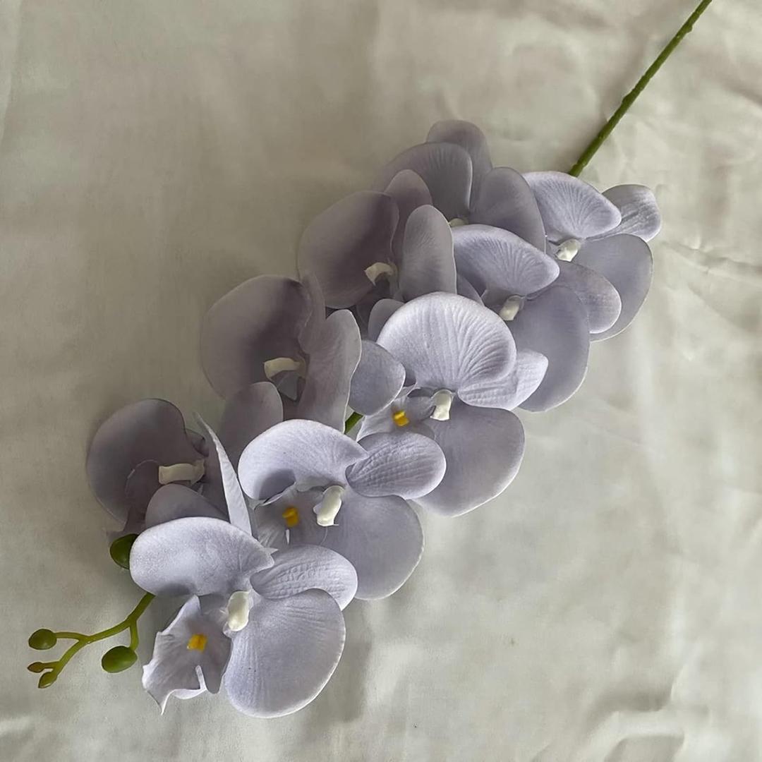 9 Heads Artificial Phalaenopsis Flowers Fake Silk Flowers Faux Flowers Bouquet for Christmas Halloween Wedding Kitchen Bedroom Party Shop Baby Shower Indoor Outside Decor(Pack 1 Blue) (4.3 x 38 inch)