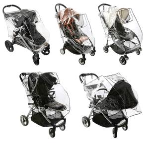 Masirs Baby Stroller Rain Cover - Universal Size, Weatherproof Shield to Safeguard Your Child from Wind & Rain. Mesh Material for Ventilation & Reflective Trimming for Night Visibility, (Clear Vinyl)