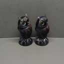 Hausse 2 Pack Fake Owl Decoys to Scare Birds Away, Rotating Head Plastic Owl Bird Deterrents, 10.6 Inch Height Bird Scarecrow Nature Enemy Horned Pest Repellent for Outdoor Garden Yard (Black)