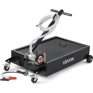 VEVOR Low Profile Oil Drain Pan, 15 Gallon Capacity, Rolling Oil Drain Pan with Electric Pump & 7.2 ft Hose, Leak-Proof & Corrosion-Resistant, Fit for Cars, SUVs, Trucks, Motorcycles, ATVs, Metal