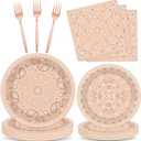 gisgfim 100Pcs Western Bandana Party Decorations Supplies Pink Paisley Plates and Napkins Farm Cowboy Cowgirl Paper Dinnerware Tableware Set for Rodeo Baby Shower Wild West Birthday Serves 25