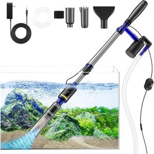 Fish Tank Cleaner, Adjustable Water Flow Aquarium Gravel Cleaner, 530GPH/32W Electric Fish Tank Cleaning Tools, Turtle Tank Gravel Cleaner Vacuum for Wash Sand, Water Changing and Water Circulation (Blue)
