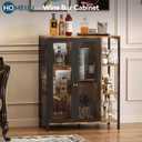 Coffee Bar Cabinet with Storage, Liquor Cabinet Bar with 2 Visible Doors, Small Coffee Station Cabinets, Farmhouse Industrial Buffet Sideboard Cabinets for Home Kitchen, Dining Room, Living Room