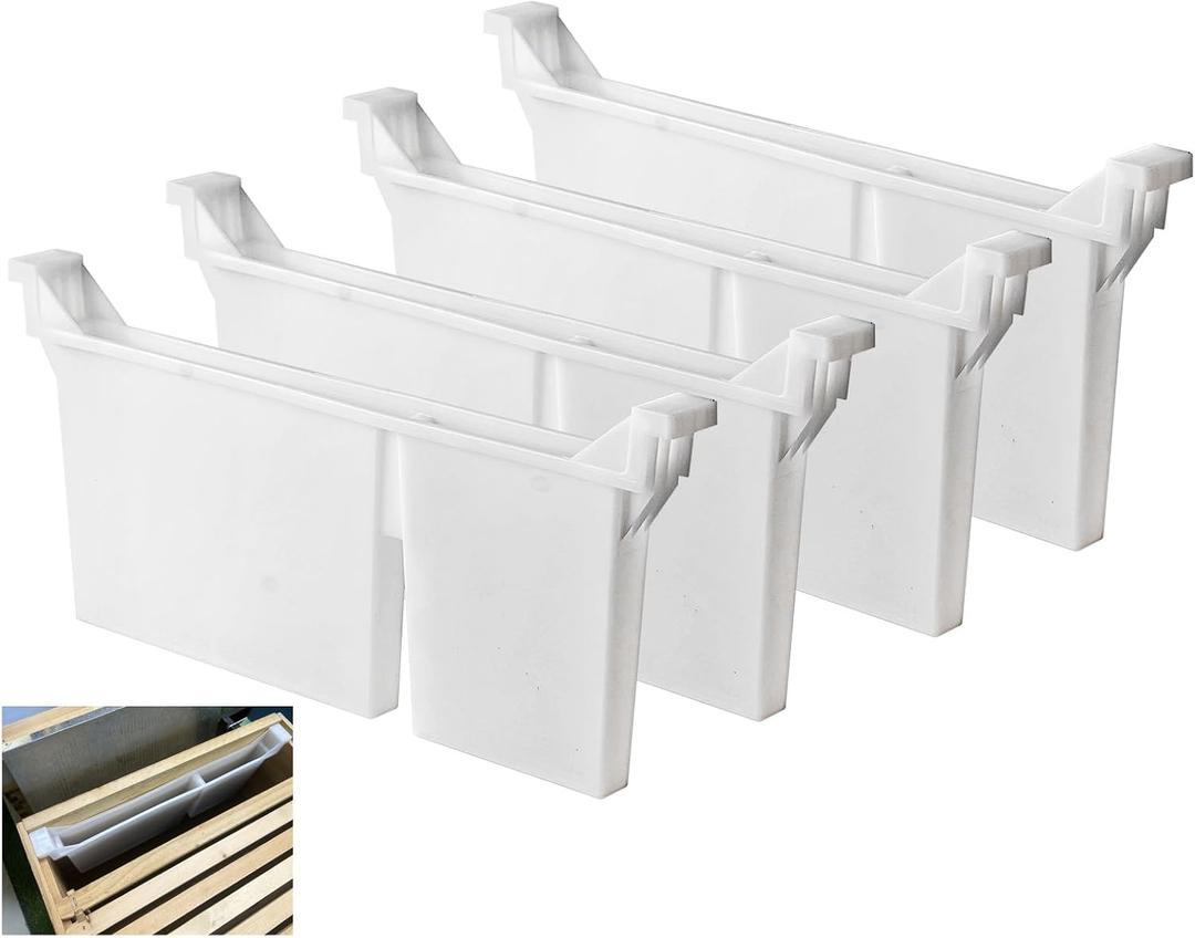 4pcs Langstroth Hive Bee Feeder - Dual Compartment 1.5L Bee Feeder & Water, Anti-Drowning Design for Beekeeping Supplies