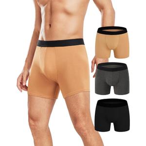 Men's Incontinence Underwear, Leak Proof Washable Reusable Bladder Control Protective Boxer Briefs High Absorbency 3 PackMulticolor, Large (Nude&dark Grey&Black)