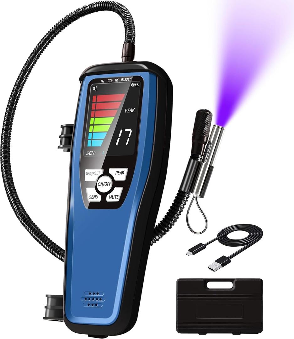 HVAC Refrigerant Leak Detector, ALD-200 Freon & Combustible Gas Leak Detector, Freon Sniffer Halogen Gas Leak Detector 16-Inch Sensor Probes with Loud Alarm,for R134A R410A R22 R600A R290