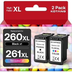 260XL 261XL Replacement for Canon 260 and 261 Remanufactured Ink Cartridges PG-260 CL-261 Compatible with Canon Pixma TS6420a TS6420 TS6400 TR7020a TS5320 TR7000 TS5300 TR7020 Printer (Black, Color)