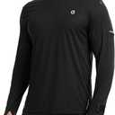 UPF 50+ Long Sleeve Running & Fishing Shirt for Men with Watch & Thumb Hole, Reflective Quick Dry Athletic Tee Shirts (Black, XXL)