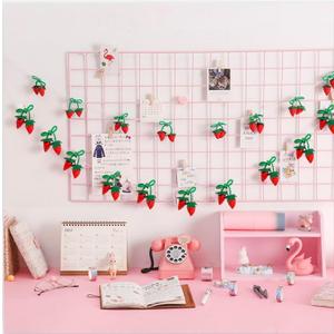 Colorful Strawberry Garland Decoration (2string X 6.6ft) - DIY Pom Pom Fruit Hanging for Kids Bedroom Decoration Baby Shower Party Favor